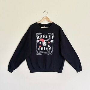 DC Comics Harley Quinn Mad Love Graphic Oversized Black Sweatshirt Women’s XL